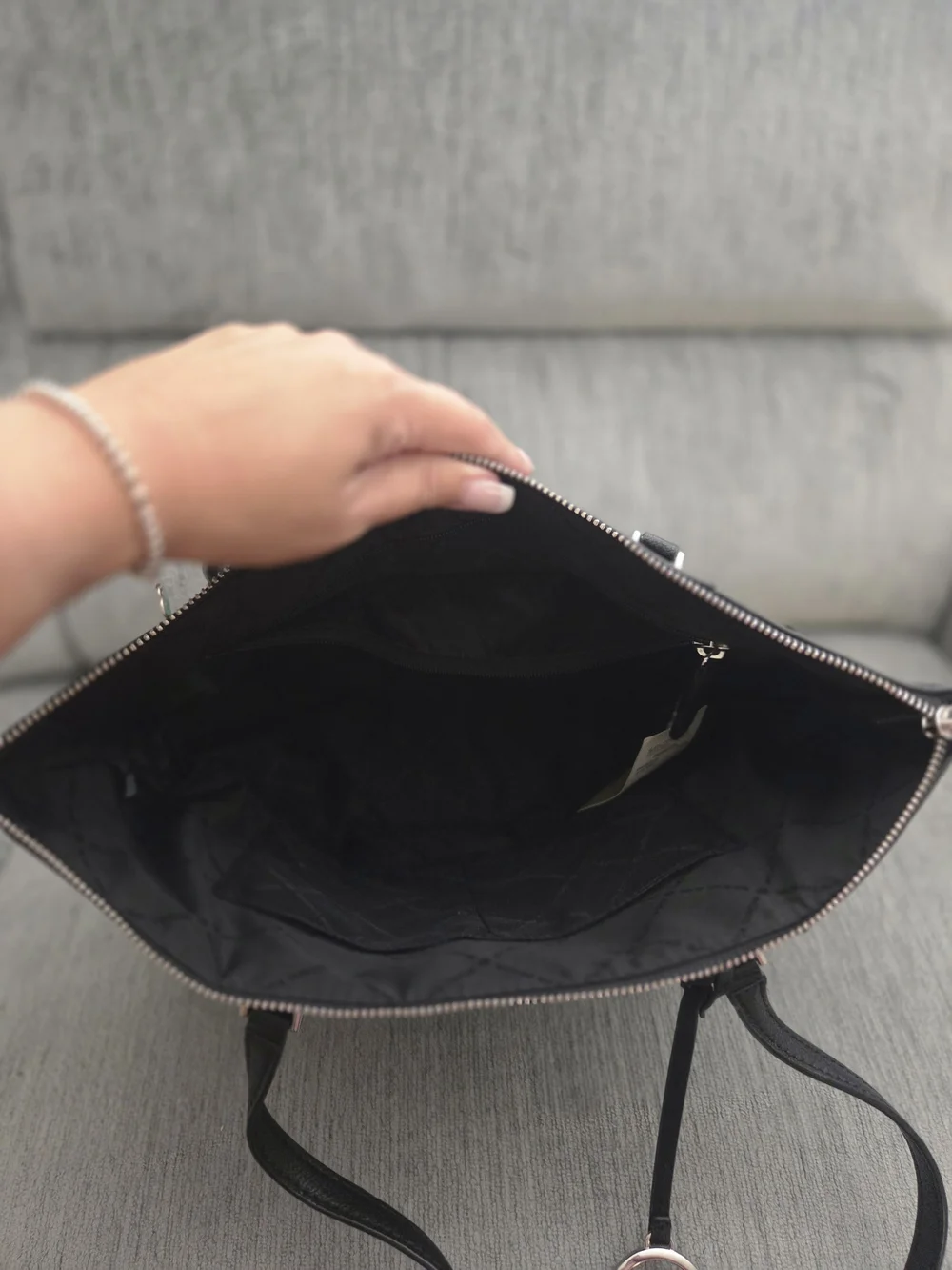 Michael Kors Black MK Monogram Tote with Silver Charm